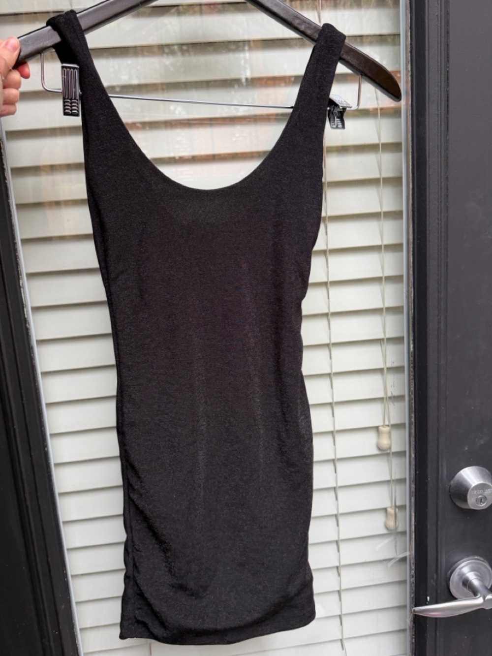 Black Glitter Scoop-Neck Bodycon Mini Dress